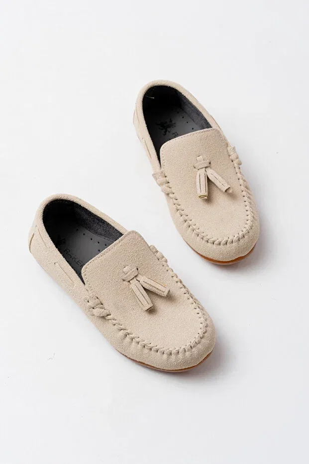 Детские лоферы для девочек на плоском ходу P Papuccum Ortopedi Çocuk Ayakkabıları, Beige — фото 2