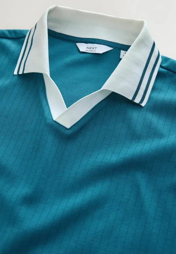Поло хлопковое Trophy Neck Next Teal Blue, синий — фото 2