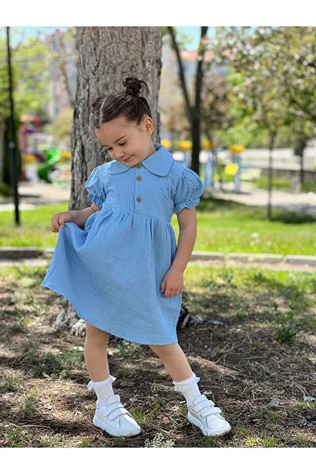 Детское платье для девочек хлопковое Pollito, Baby Blue
