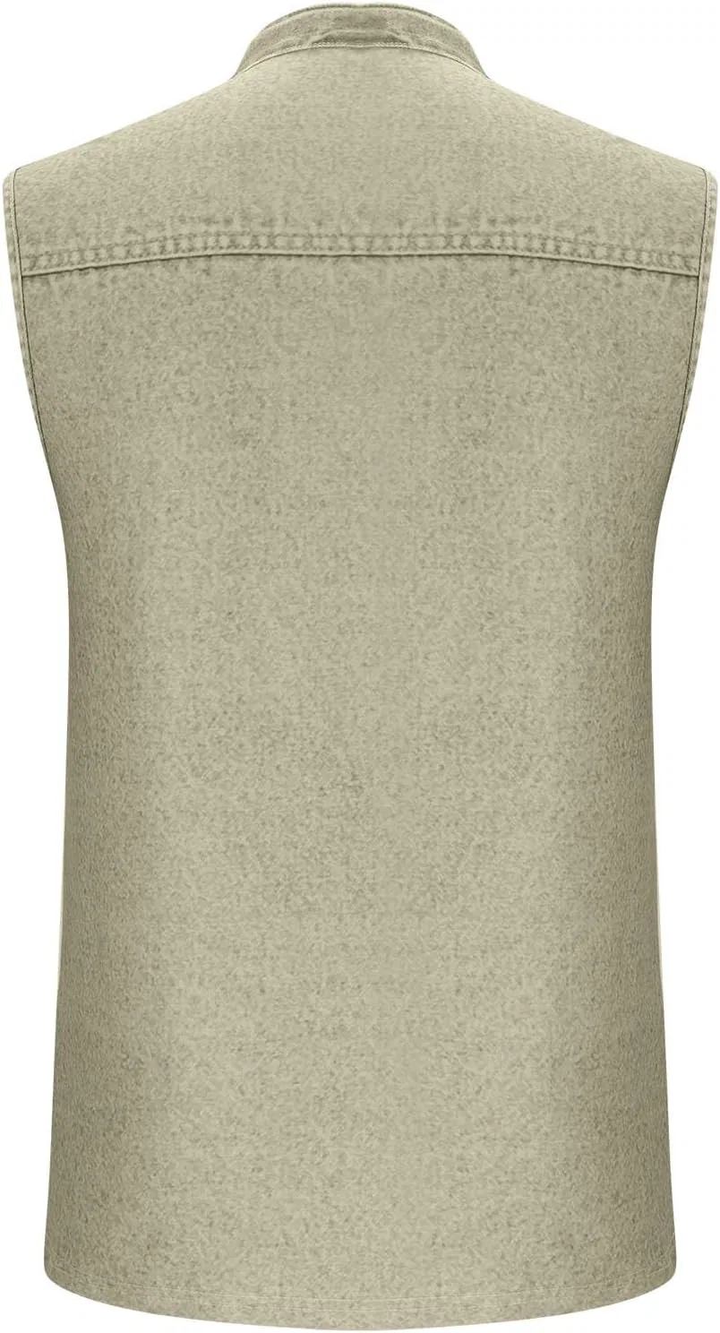Мужская безрукавка с V-образным вырезом на пуговицах, Vintage Retro, Beige — фото 4