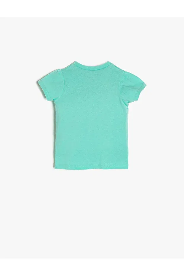 Детская футболка для девочек с принтом Koton Kids, Mint Green/660 — фото 2