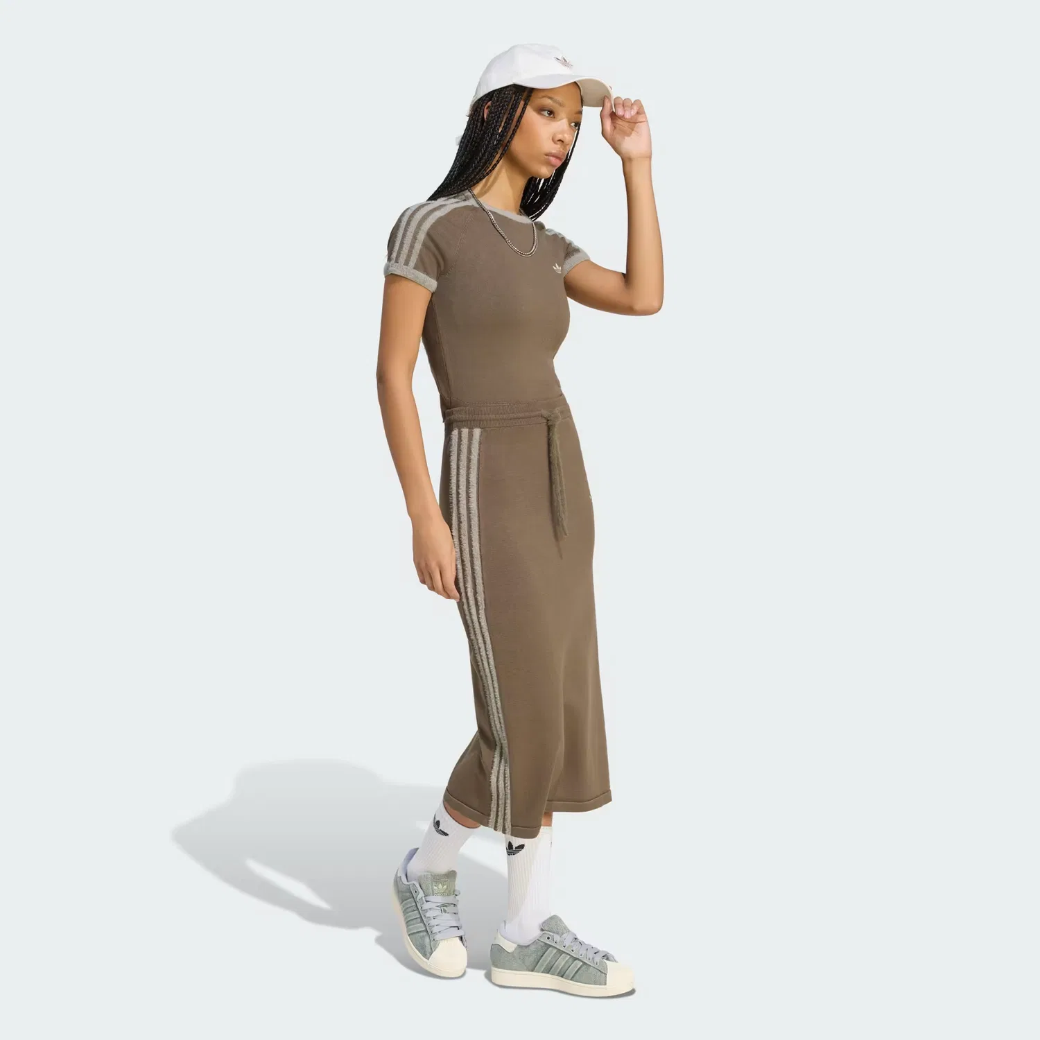 Женская вязаная юбка с эластичным поясом Adidas Originals, Branch/Silver Pebble — фото 3