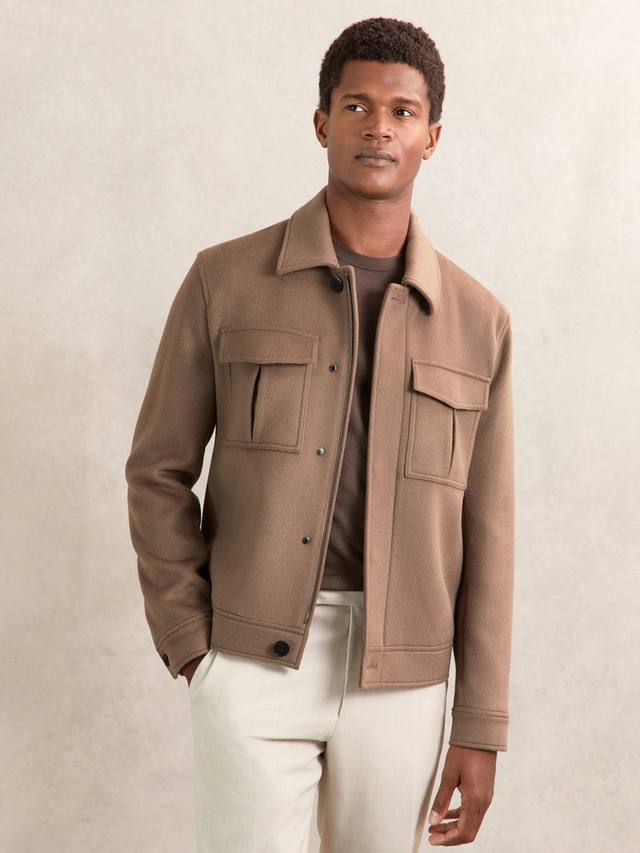 

Персил куртка с двумя карманами на молнии из шерстяной смеси Reiss, Dark Brown