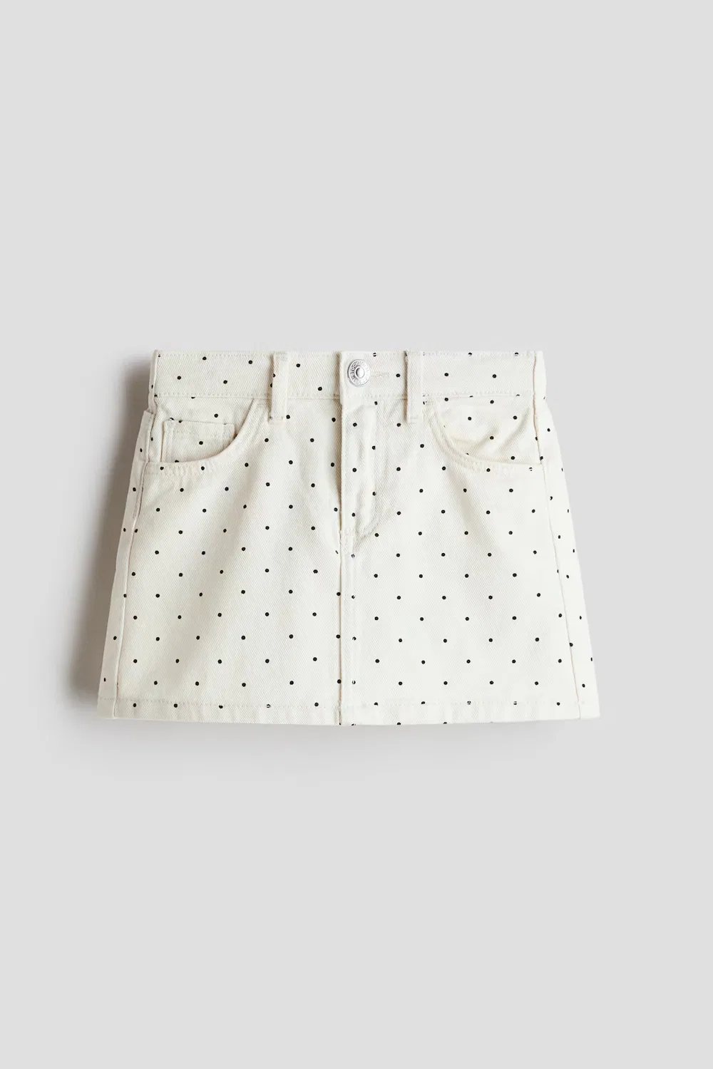 Джинсовая юбка H&M, Cremefarben/Polka Dots — фото 4