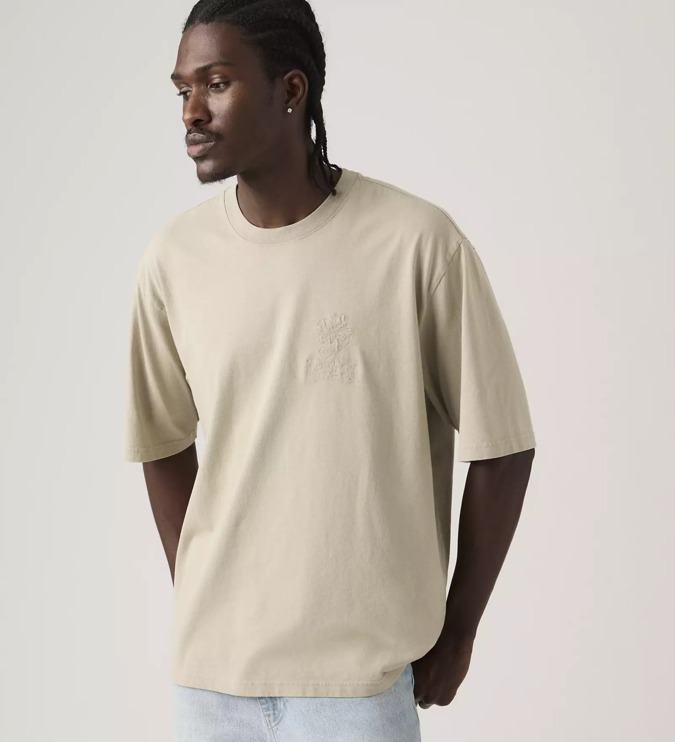 Футболка Levi's Premium Half-sleeve Embroidered Graphic, бежево-желтый — фото 3