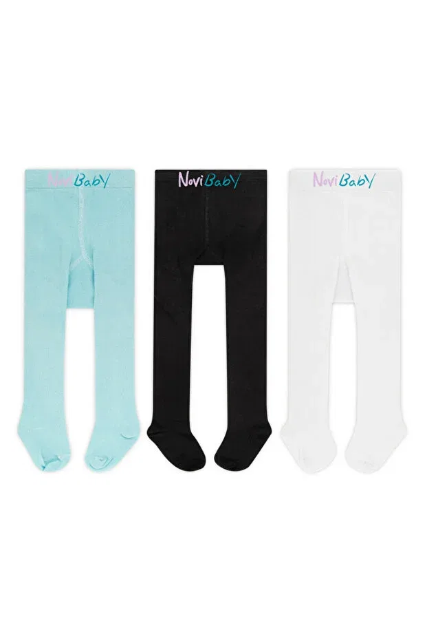 Детские колготки хлопковые 3 шт Novibaby, Blue-Black-White