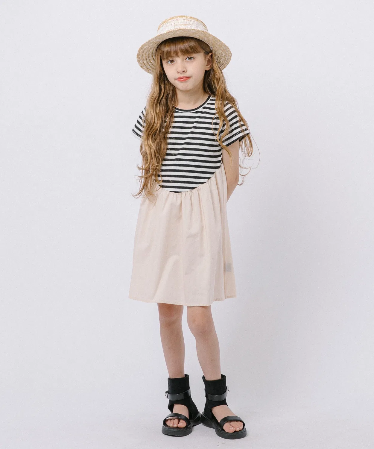 Детское платье для девочек с длинным рукавом модель Border Top URBAN CHERRY, Ivory
