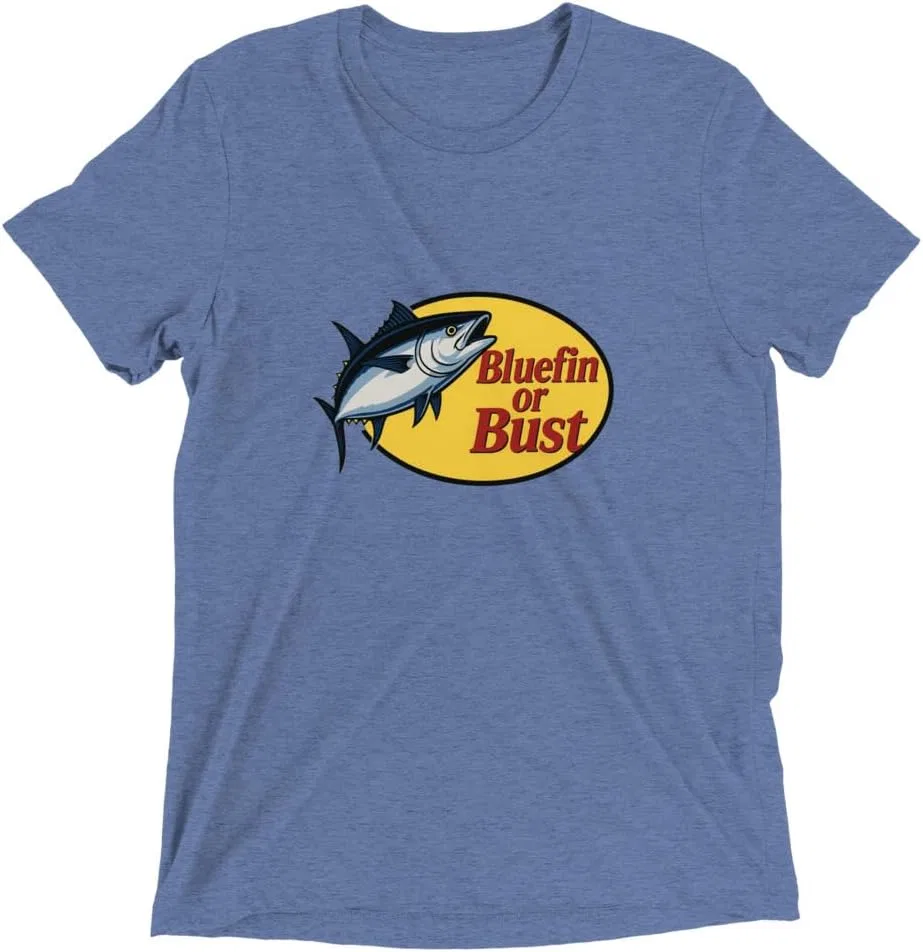 Мужская футболка с принтом Bluefin or Bust 3413, Blue Triblend