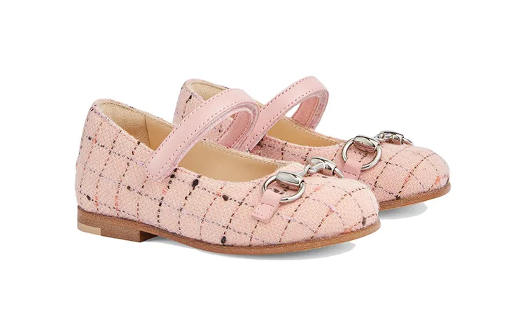 Детские кроссовки Gucci Horsebit Low Top, с принтом, Pink — фото 4