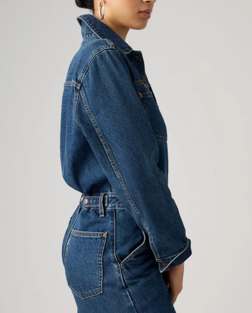 Женский джинсовый комбинезон с длинными рукавами - Levi's - синий — фото 3