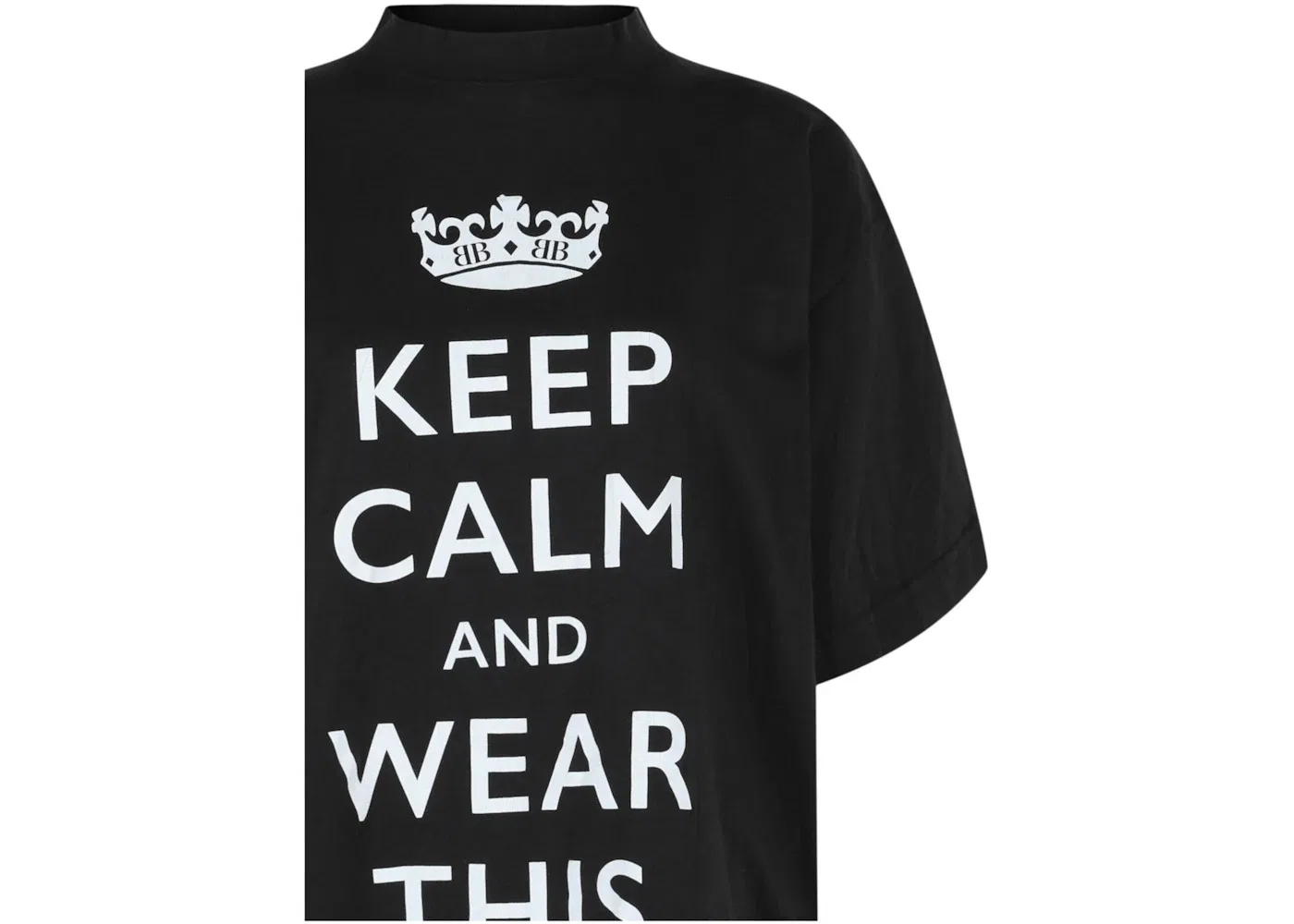 Женская футболка с принтом Oversized Keep Calm Balenciaga, Washed Black White — фото 3