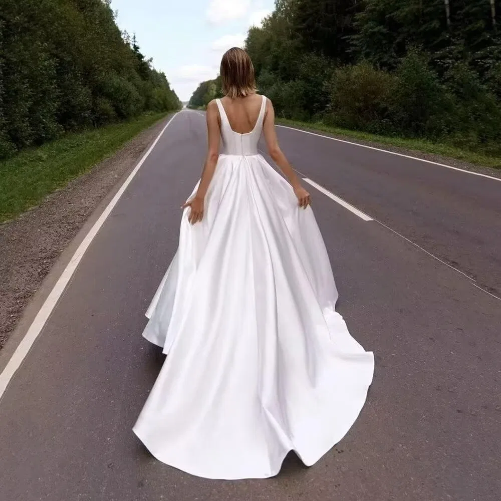 Женское свадебное платье А-силуэта на бретелях Dufetin, E-white — фото 4