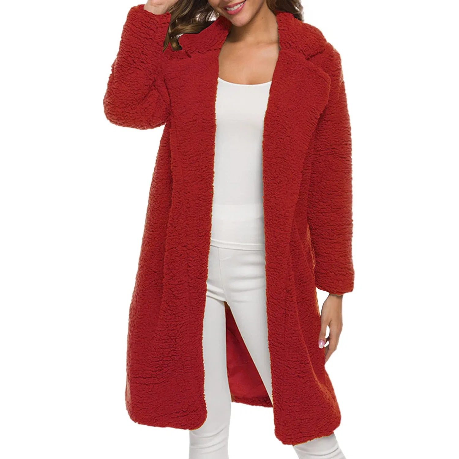 Женское зимнее пальто с длинным рукавом Lamb Velvet Coat, Rosso