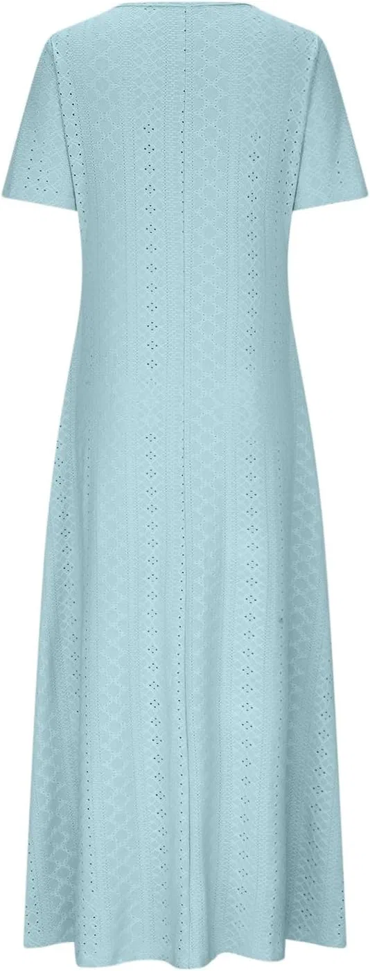 Женское летнее платье на тонких бретелях с вырезом V, Light Blue — фото 4