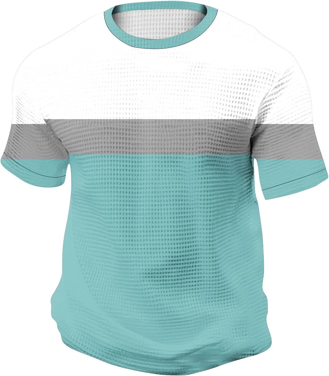 Мужская футболка с цветными блоками вафельной текстуры, Light Blue — фото 4