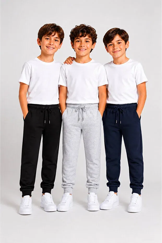 Детские спортивные штаны для девочек хлопковые комплект 3 шт Lifa Kids, Gri Lacivert Siyah