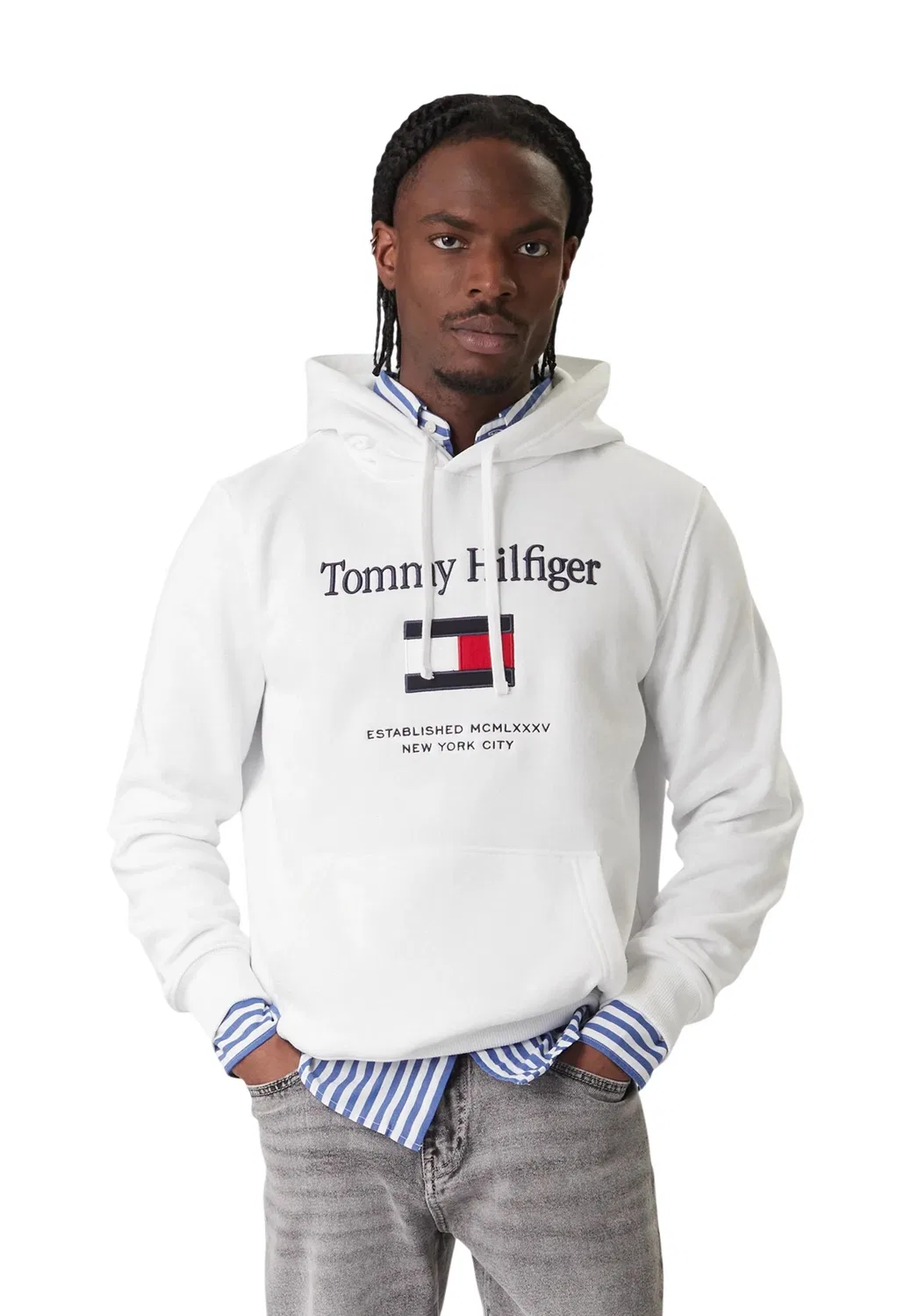 Мужской свитшот с классическим воротником Tommy Hilfiger, White