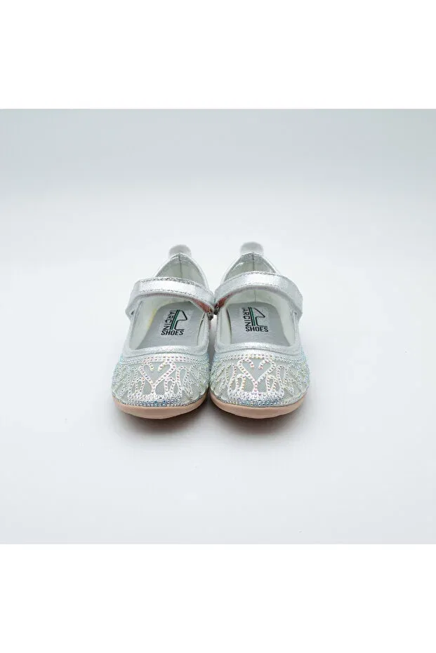 Детские балетки для девочек с принтом Arçın Shoes, Silver — фото 3