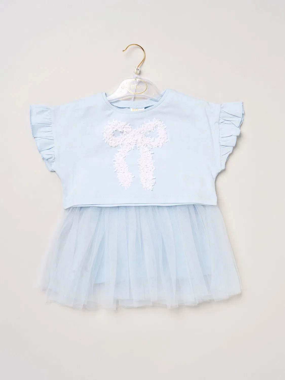 Комплект из футболки и юбки-пачки с бантом, модель Light Blue Bow Miss, светло-голубой — фото 2