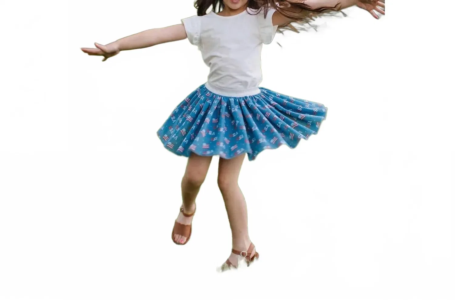 Детская юбка из фатина с принтом Tulle Skirt In Ollie Jay, синий — фото 3