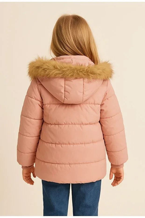 Детское зимнее пальто для девочек с капюшоном Rbgstore, Pink — фото 3