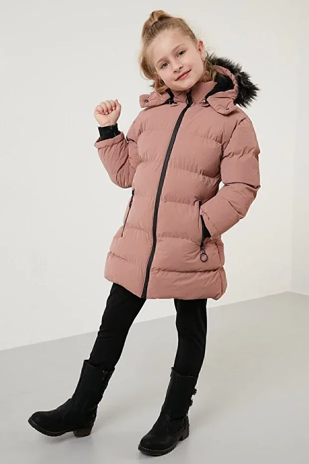 Детское зимнее пальто для девочек с капюшоном Lela, Powder — фото 3