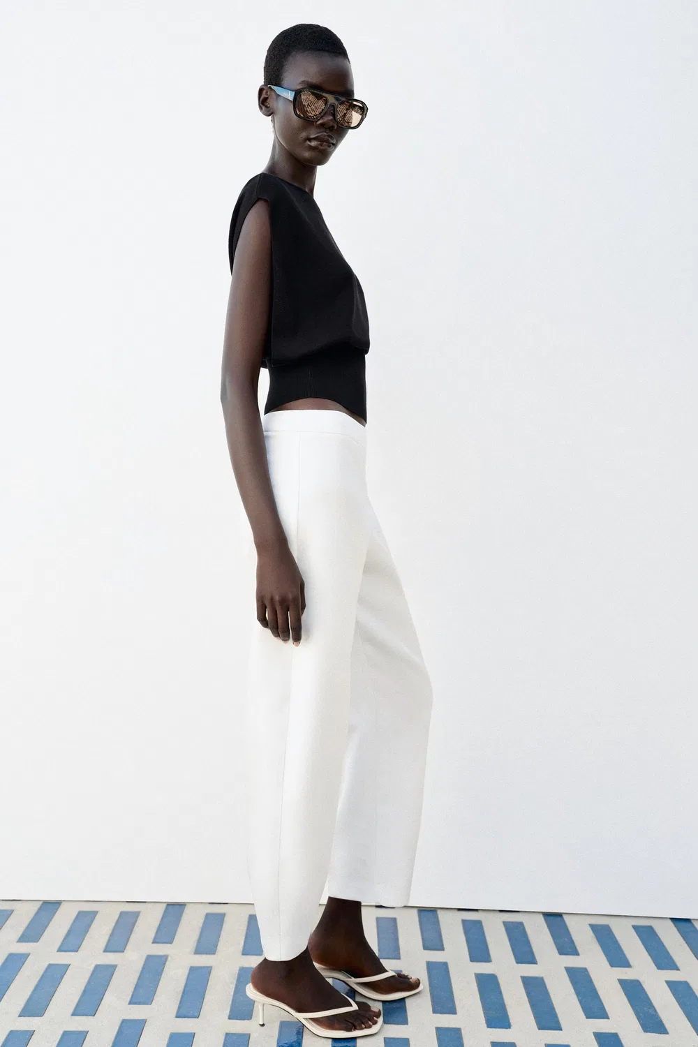Атласные брюки-бочки ZARA, Oyster-white — фото 4