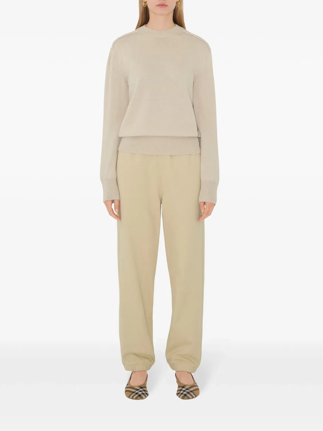 Трекинговые штаны с Check-Label от Burberry, светло-бежевый — фото 2