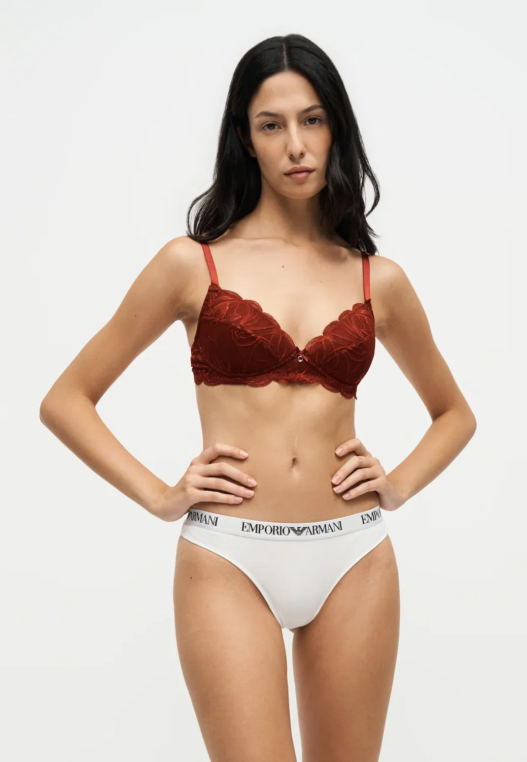 Бюстгальтер с чашечками Reggiseno imbottito - треугольный бюстгальтер Emporio Armani, Dark Red — фото 4
