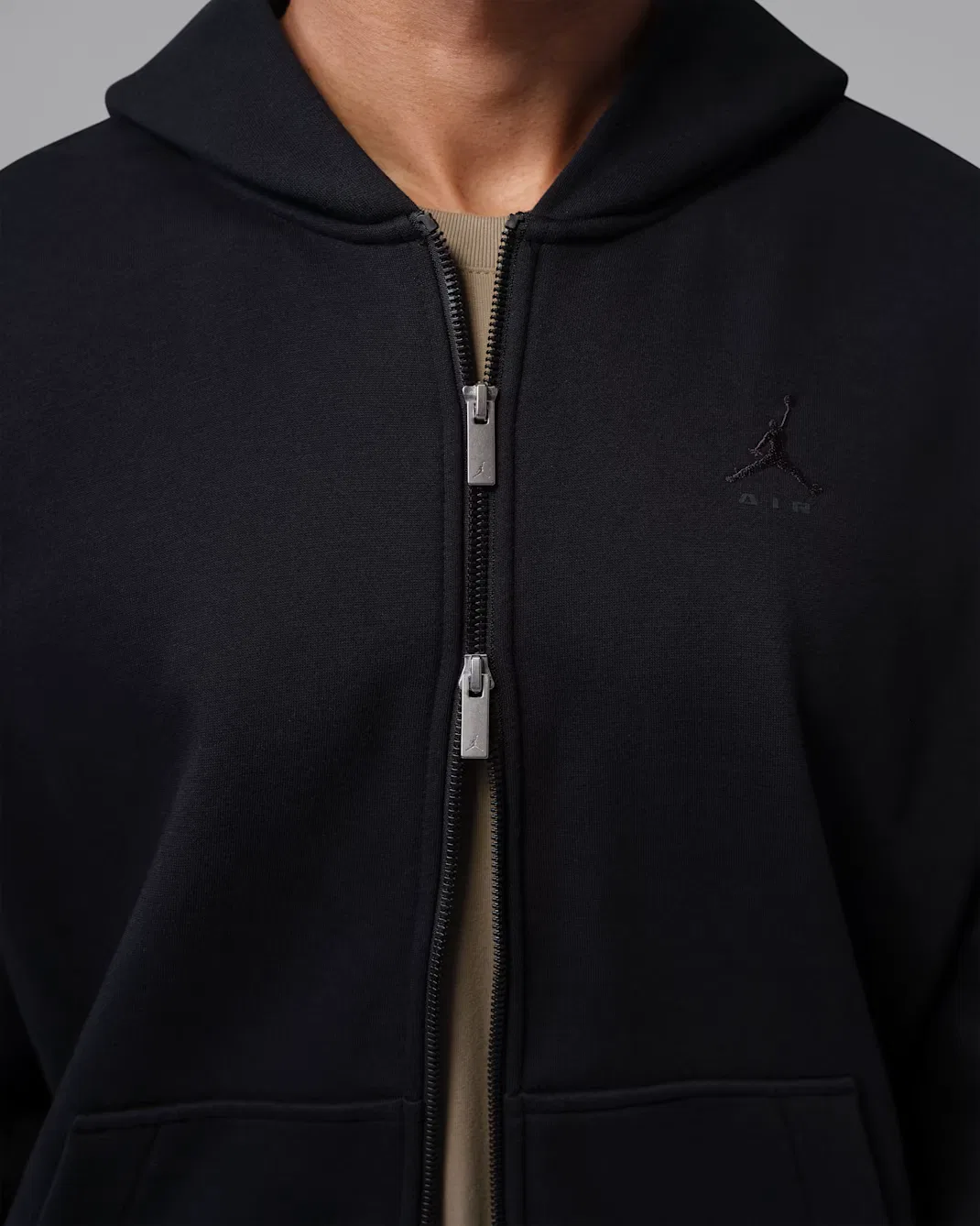 Мужская флисовая толстовка оверсайз на молнии Jordan Brooklyn, Black/Black/Dark Smoke Grey — фото 4
