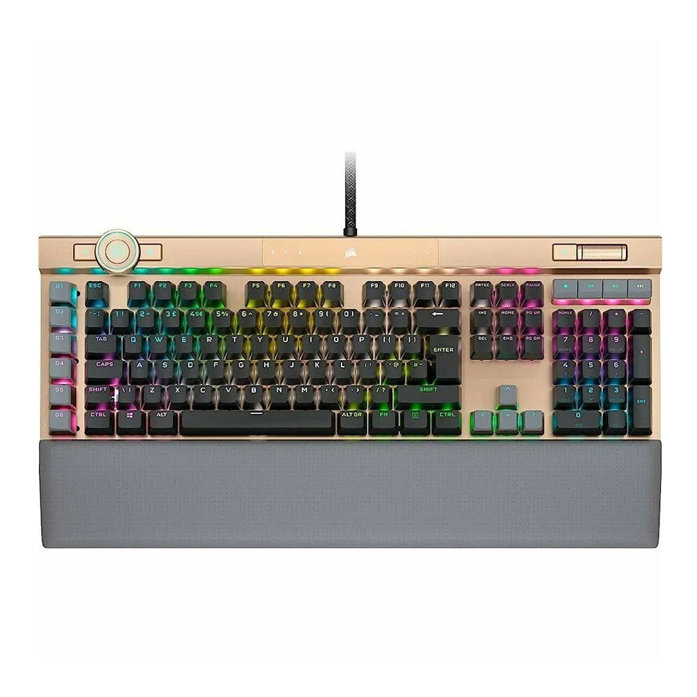 

Игровая клавиатура Corsair K100 RGB, проводная, механическая, Corsair OPX, английская раскладка, золотой