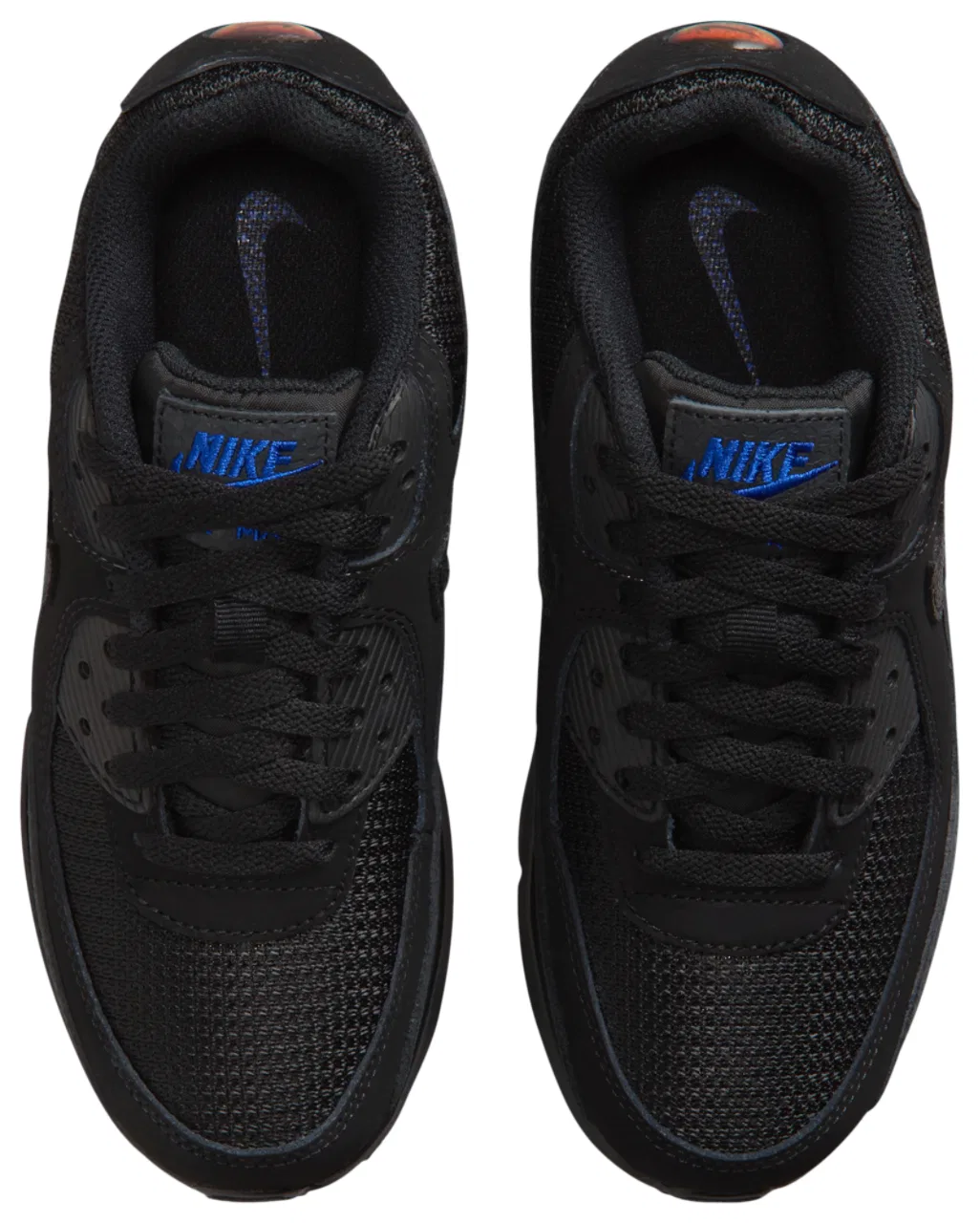 Детские кроссовки для мальчиков с кожаным верхом Nike Air Max 90, Black/Dk Smoke Gray/Old Royal — фото 4