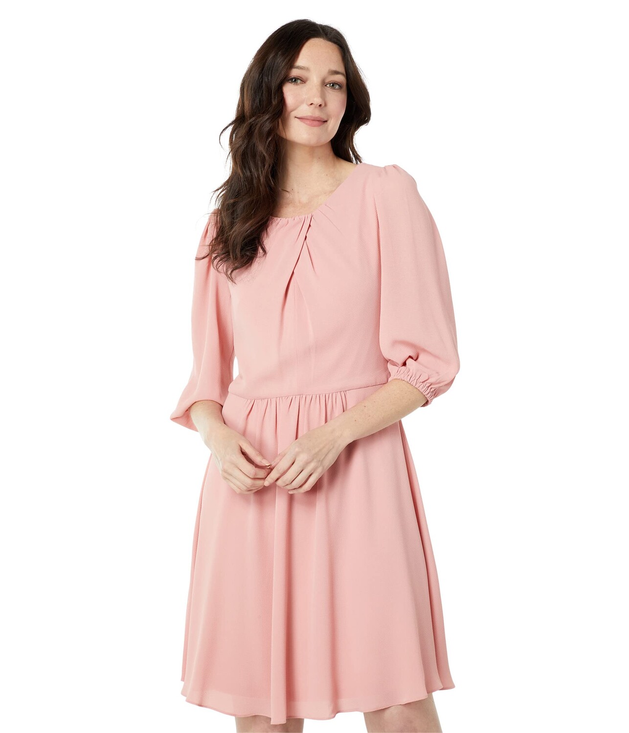 

Платье London Times, Elbow Sleeve Pleat Neck Fit-and-Flare