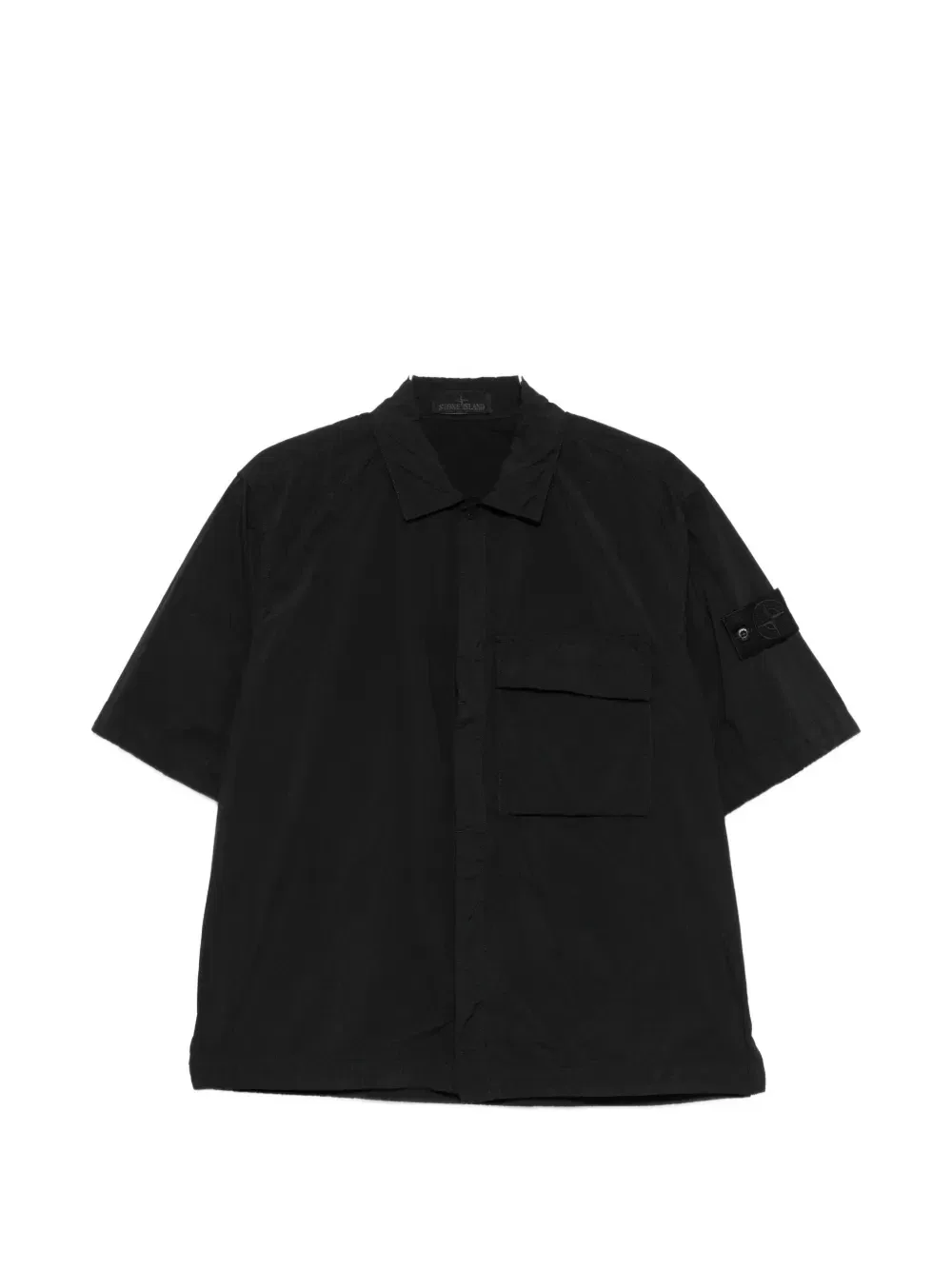 Рубашка с короткими рукавами и нашивкой с логотипом Stone Island, черный