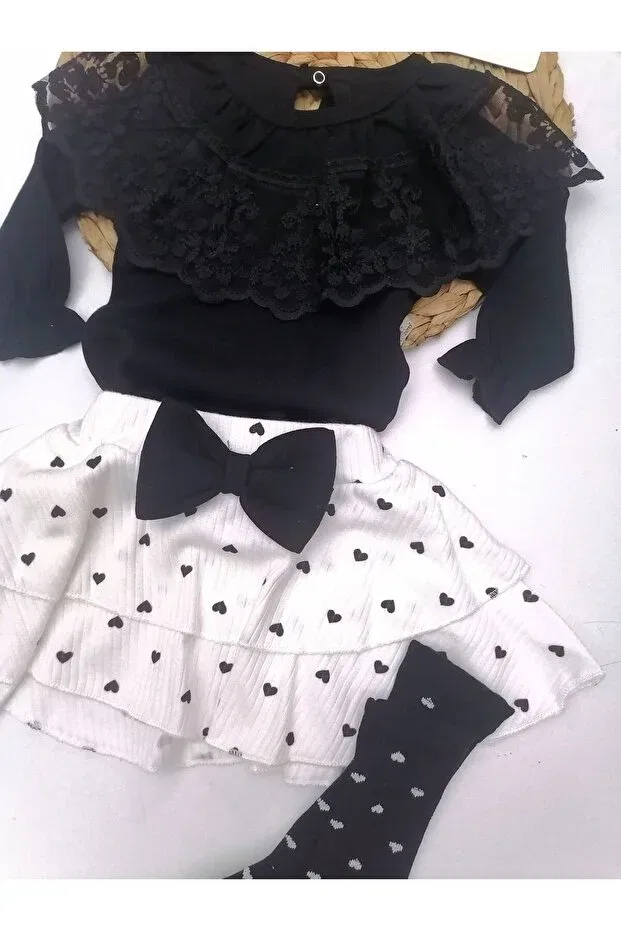 Детский комплект для новорожденных с принтом Özlem Bebe, Black — фото 3