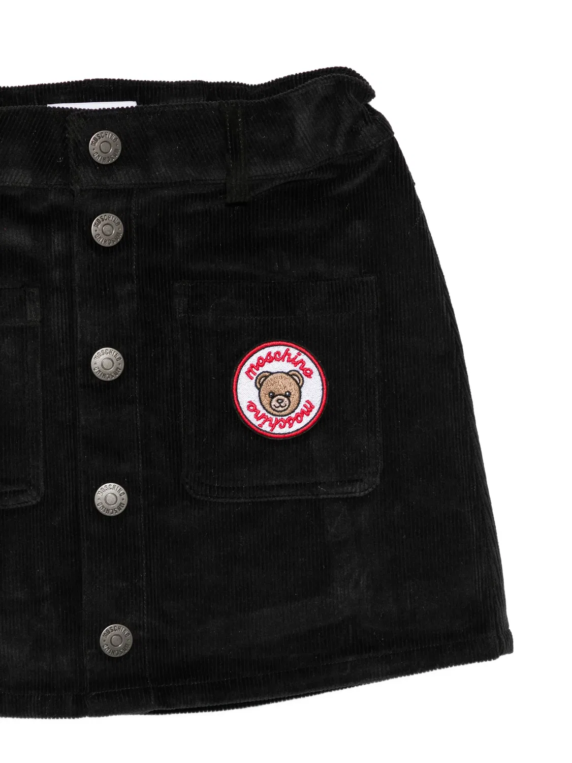Вельветовая юбка с нашивкой мишки, черная Moschino, черный — фото 3