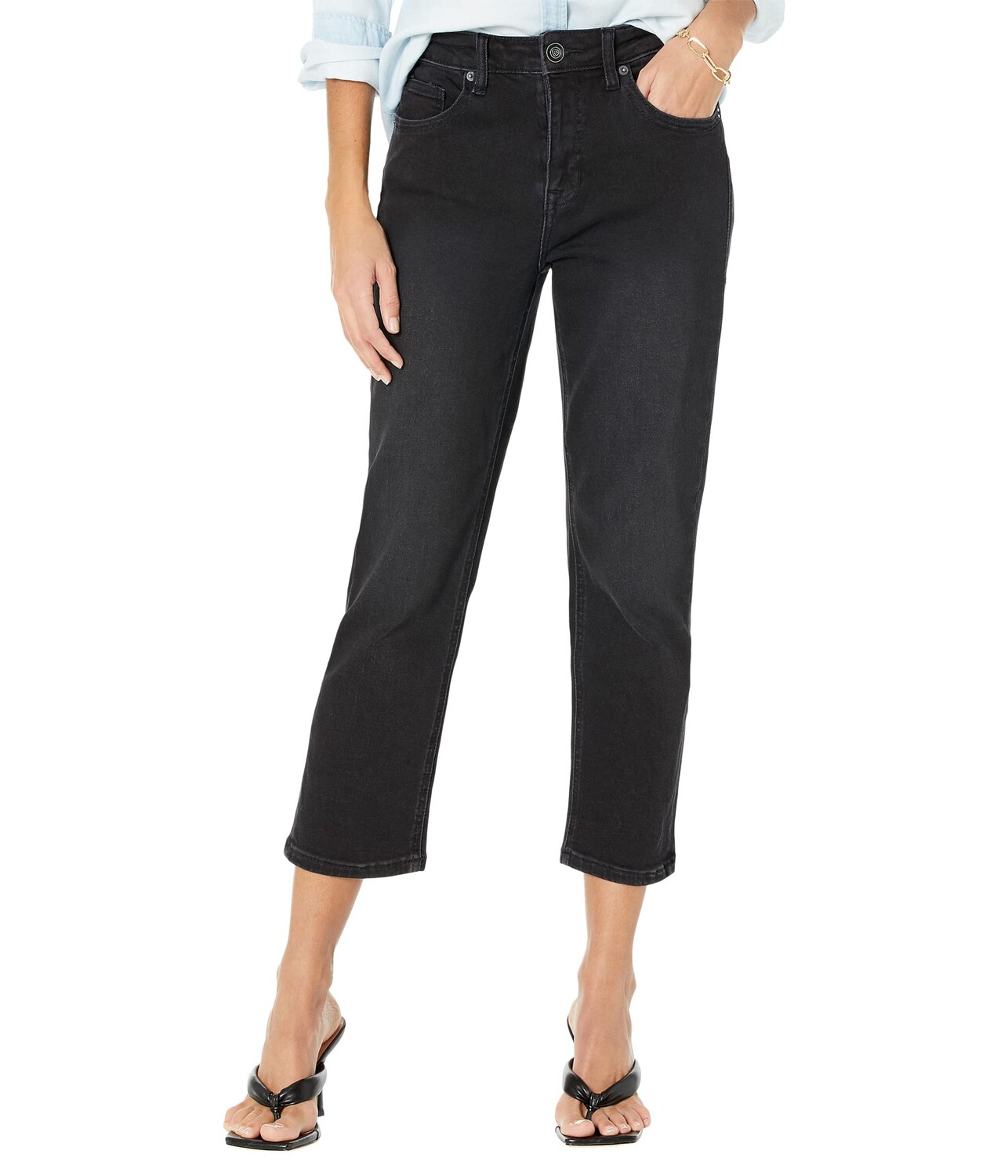 

Джинсы Rock and Roll Cowgirl, High-Rise Cropped in Black WSC2676