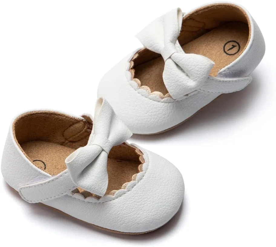 Детские туфли Мэри Джейн для девочек с бантом Princess Bowknot Wedding Newborn Dress Shoes, White — фото 4