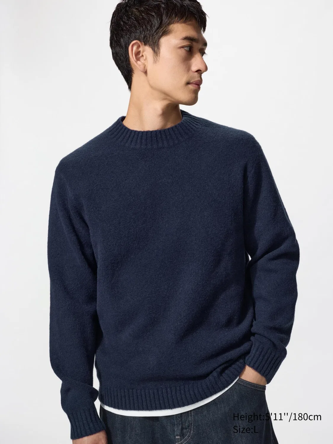 Свитер Uniqlo Souffle, мягкая пряжа, темно-синий