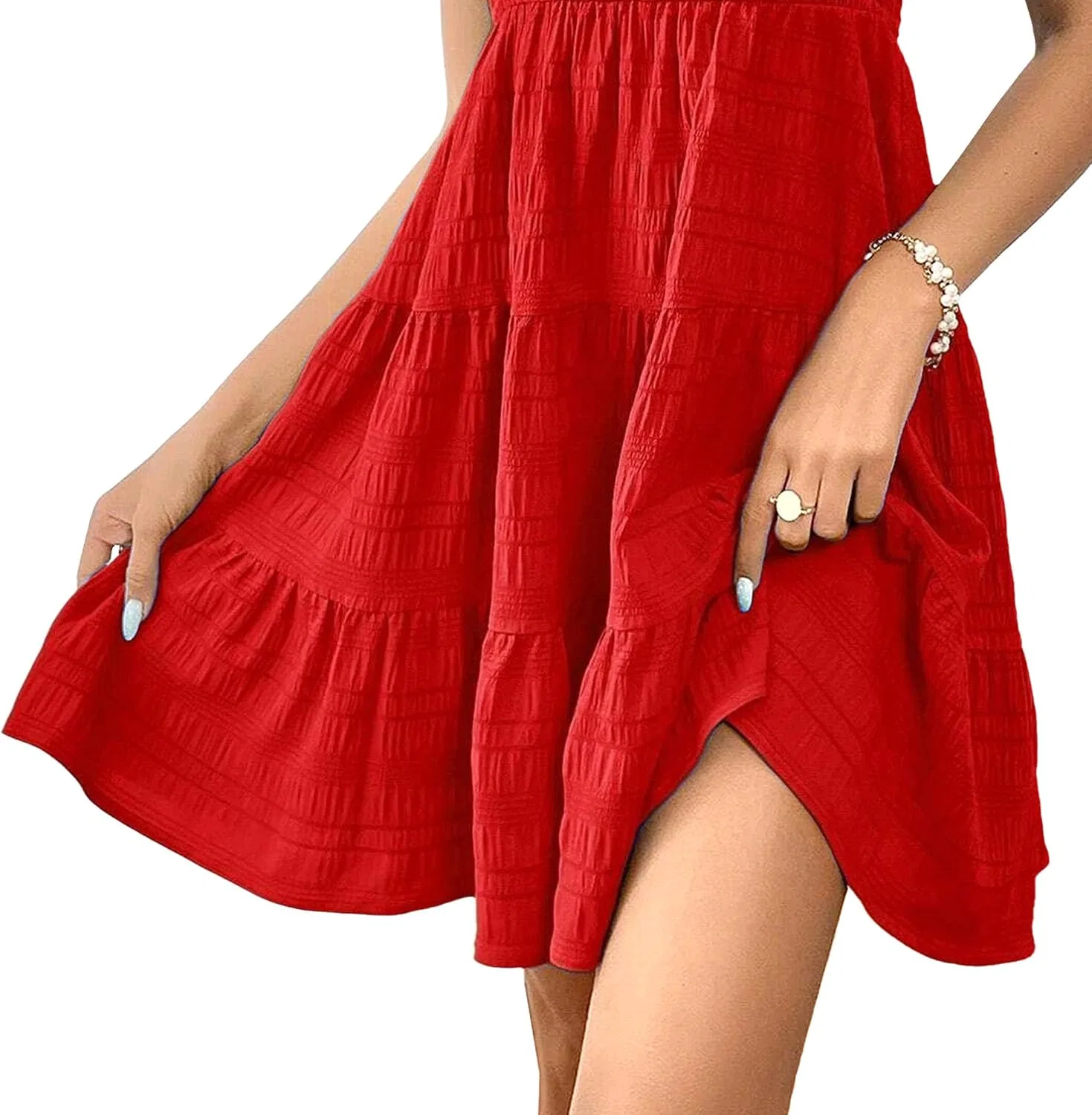 Женское мини-платье на бретельках с открытой спиной Generic, Red — фото 4