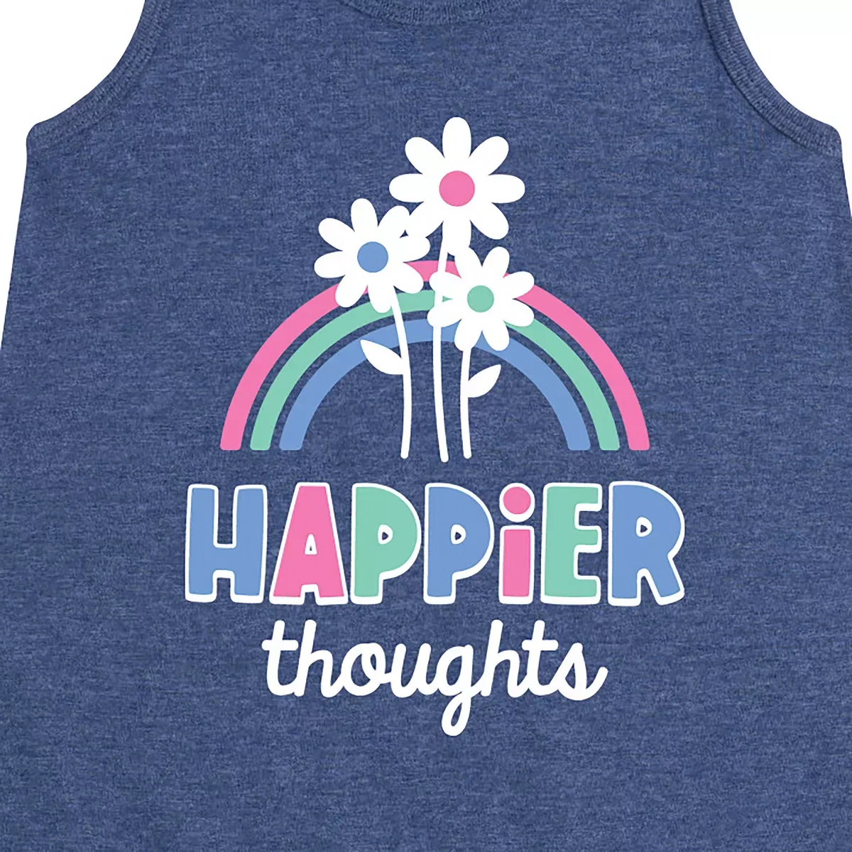 Детское платье-трапеция без рукавов с принтом Happier Thoughts Instant Message, Heather Navy — фото 2