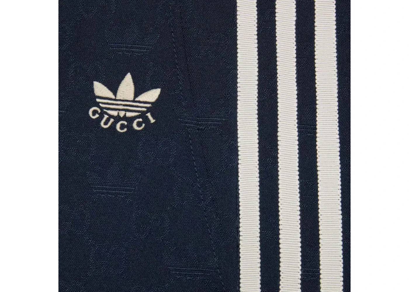 Мужские брюки с жаккардовым принтом Gucci x Adidas GG Trefoil Jacquard Logo Pant, Dark Blue — фото 2