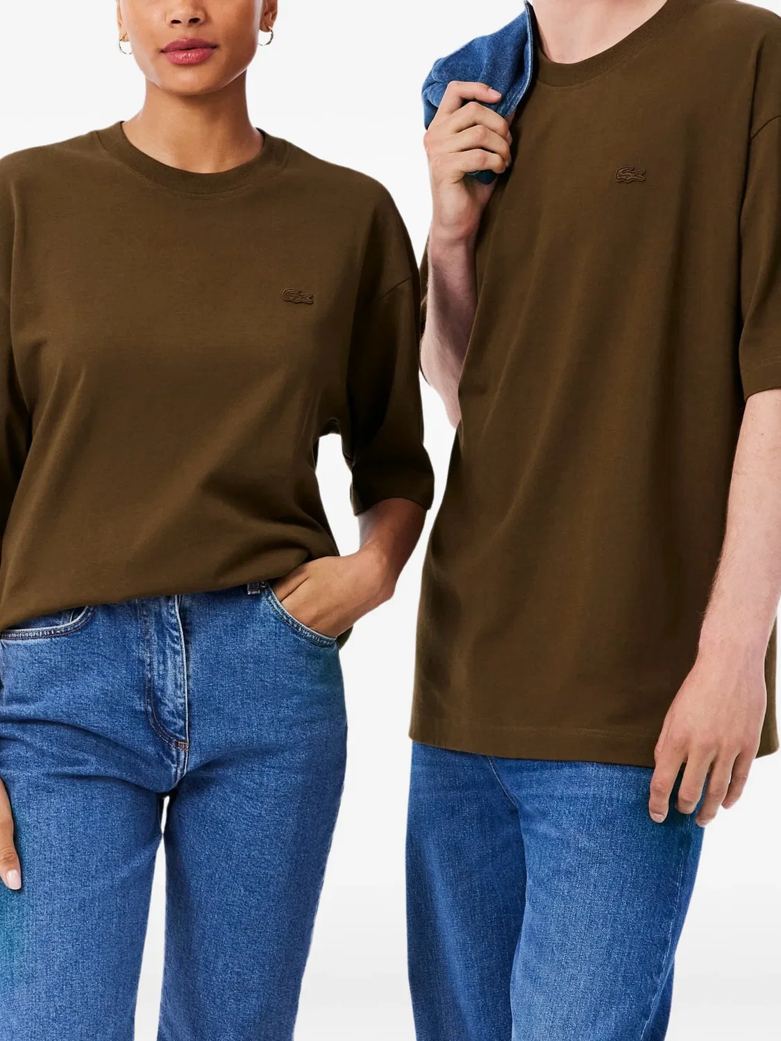 Футболка коричневая из хлопка Lacoste, коричневый — фото 2