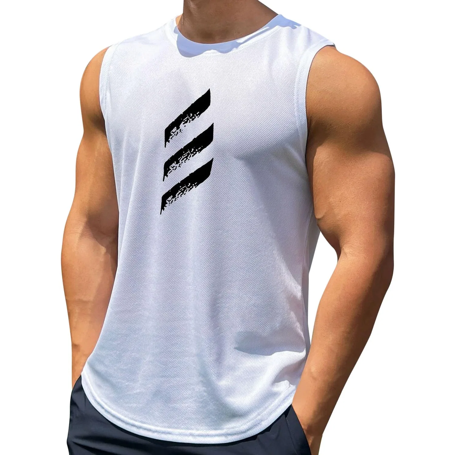 Мужской жилет без рукавов с круглым вырезом Quick Dry Traspirante, Bianco