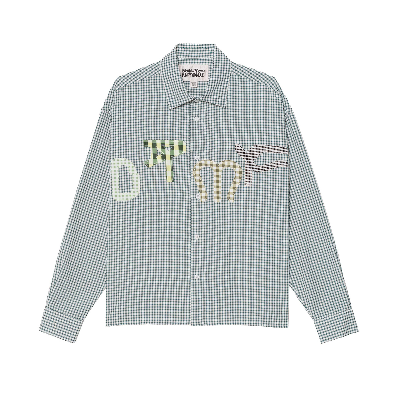 Рубашка Zara Benito Antonio Collection Check With Dtmf Patches, зеленый/белый — фото 2