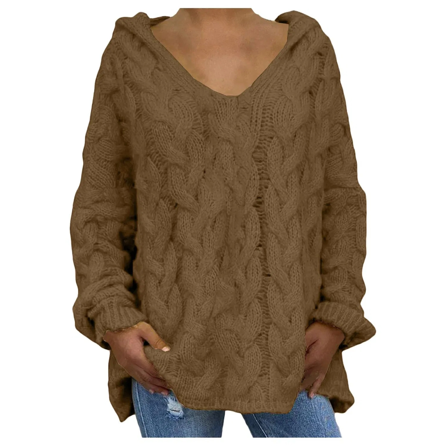 Женский свитер с V-образным вырезом Winter Warm Sweaters, Caff File