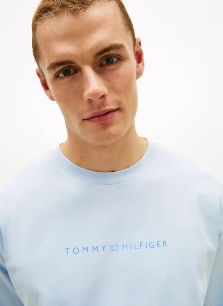 Футболка домашняя с логотипом Th original logo lounge Tommy Hilfiger, голубой — фото 3