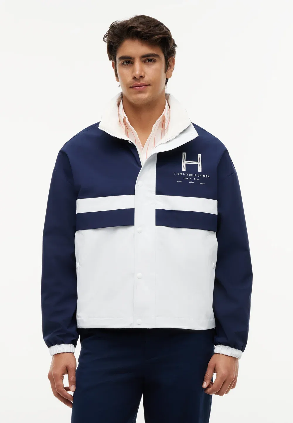 Двусторонняя летняя куртка из комбинированной парусины Tommy Hilfiger, White/Carbon Navy — фото 4