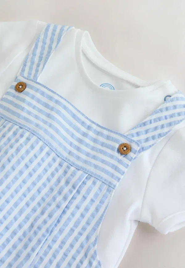 Комплект из топа и боди с коротким рукавом, хлопок, Regular fit set, Next stripe, синий — фото 2