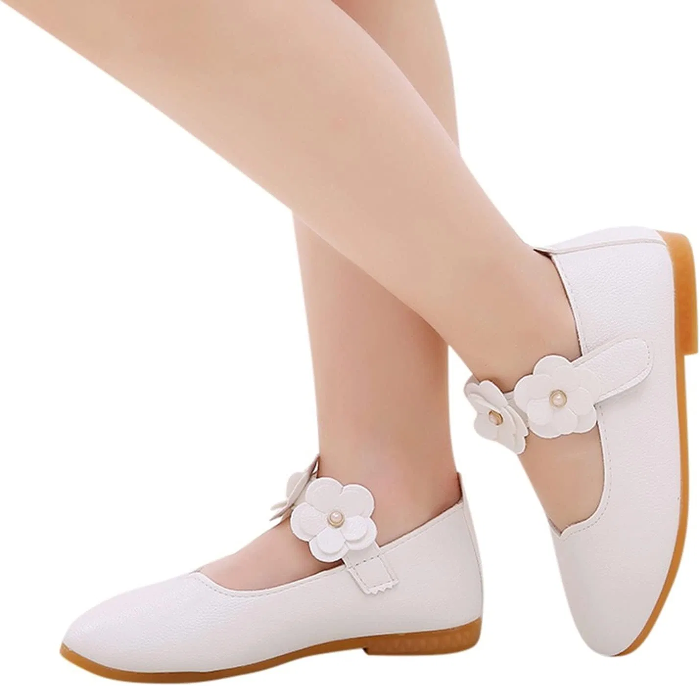 Детские балетки для девочек с цветочным принтом Angela Dress Mary Jane Ballet Flats, White — фото 4